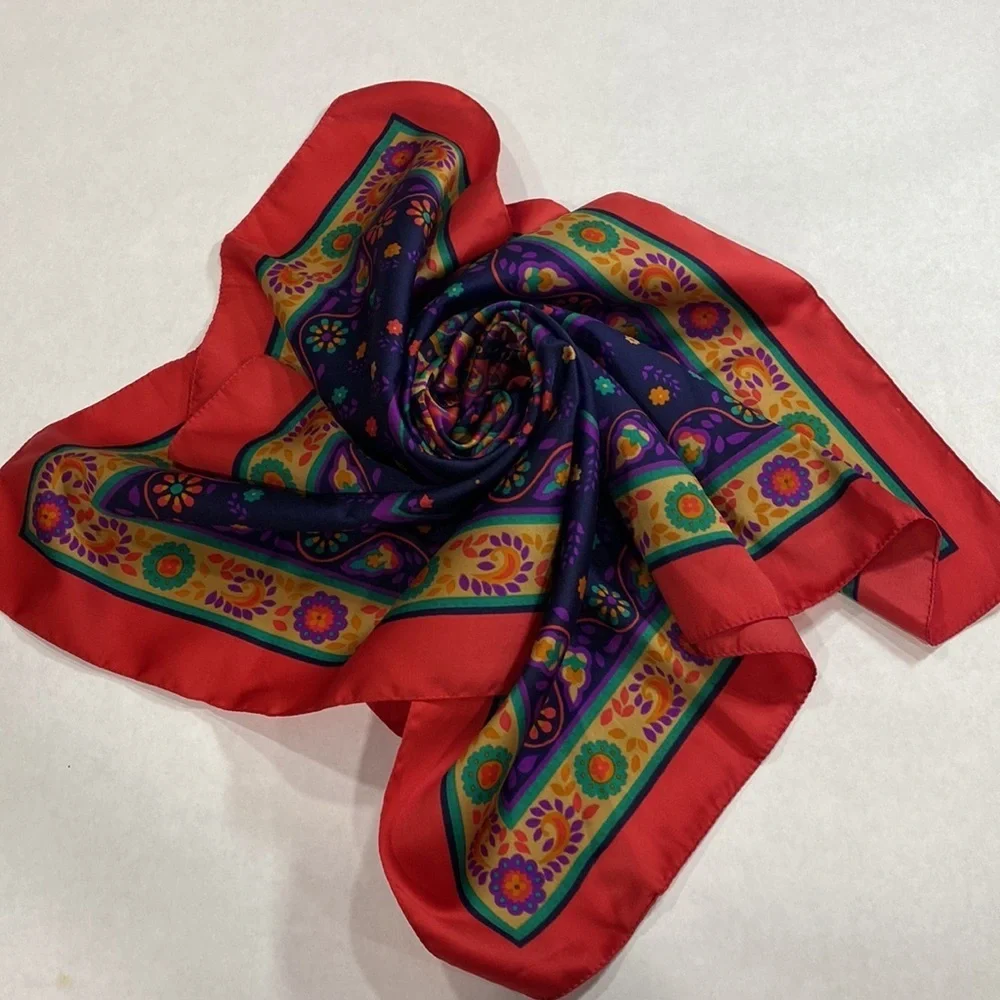 Vintage Challis by Berkshire Scarf Blue Red Italian scarf square‎